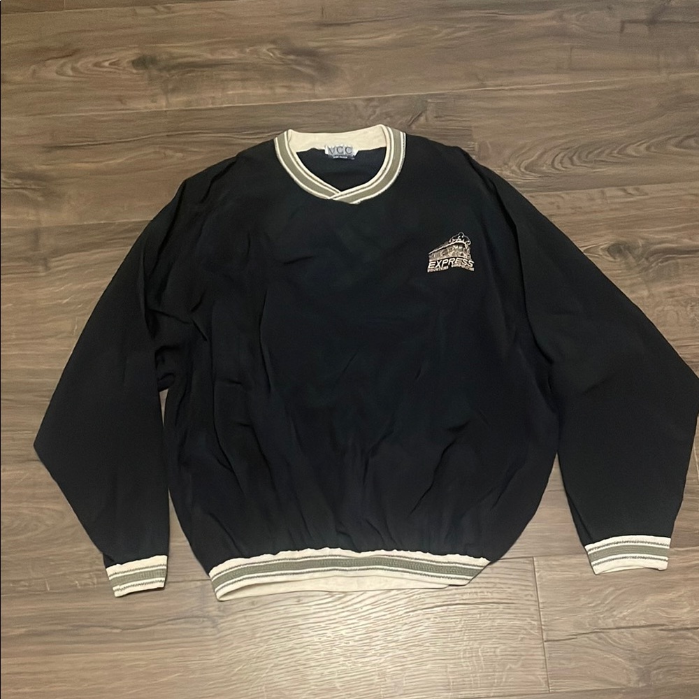 Vintage Vantage Club Collection Black Crewneck Pullover w/ Green Trim, Size 1X
